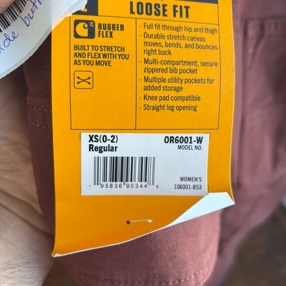 Carhartt NWT Women’s XS Rugged Flex Loose Fit Canvas Bib Overalls Maroon *NOTE - Picture 7 of 13